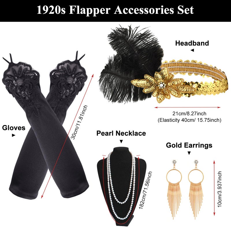 FEPITO 1920s Accessories Set for Women Flapper - Image 2